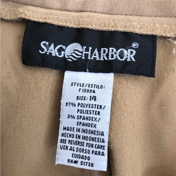 Vintage Sag Harbor Faux Suede Camel Pants Women Size 14 High Waist Elastic Waist - Picture 3 of 10